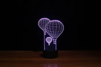 Cel mai bun Cadou 7Colors Și Schimbătoare 3D Lumina de Noapte cu Balonul cu Aer Cald Pentru Masa Copilului sau Lampă de Pat cu Control Tactil Ca și Cadouri de Vacanță