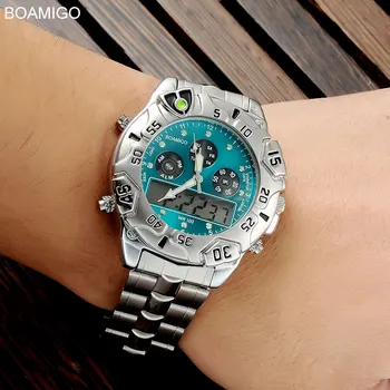 BOAMIGO Top Barbati Ceas de Brand de Lux din Oțel Inoxidabil Ceas Sport Militare Cronograf Digital Analog Cuarț Ceas pentru Bărbați