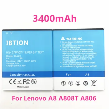 IBTION 3400mAh BL229 Bateriei pentru Lenovo A8 A808T A806