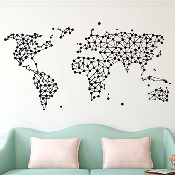Noua Geometrie Hartă a Lumii de Vinil Autocolante Murale Pentru casa Living Birou de Decorare Dormitor Decor Tapet autocolant de perete