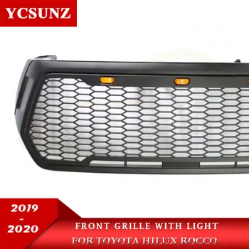 ABS Masina de Curse Grill Cu Lumini LED Fata Grile de Acoperire Accesorii se Potrivesc Pentru Toyota Hilux Rocco 2019 2020