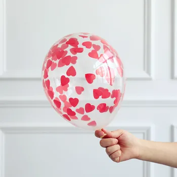 10pcs de 12 țoli Inima Rosie Confetti Transparent Baloane Latex Ziua Îndrăgostiților, Aniversare de Nunta Petrecere Decoratiuni Globos