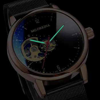 ORKINA Bărbați Ceasuri de Top Marca de Lux a Crescut de Aur Designer de Ceas Vintage Skeleton Steampunk Masculin Ceas Automatic Horloges Mannen