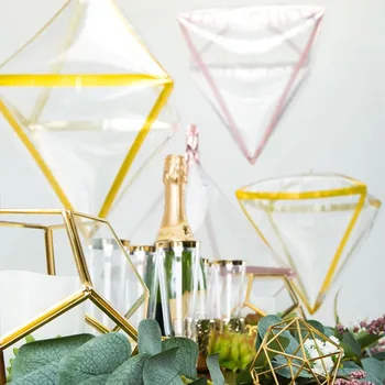 22inch transparent diamant balon Pătrat cadru de sârmă de aur, rose de aur Folie ballon Photo props Nunta petrecere decoratiuni