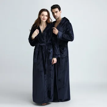 Femei Bărbați De Iarnă Flanel Roba Cu Gluga Halat De Baie Warm Iubitorii Plus Size Plus LongThick Kimono-Halat De Baie Masculin Halat, Halate