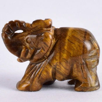 Ochi De Tigru De Artizanat Piatra Elefant Figurine Sculptate Mini Animal Naturale Statuie De Piatră Vindecare Chakra Cuarț De Cristal Feng Shui
