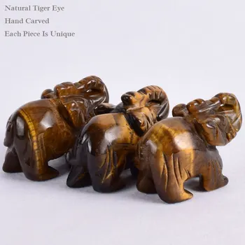 Ochi De Tigru De Artizanat Piatra Elefant Figurine Sculptate Mini Animal Naturale Statuie De Piatră Vindecare Chakra Cuarț De Cristal Feng Shui