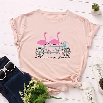 2019 Moda Femei, Plus Dimensiune T-shirt din Bumbac O-Neck Top Iubesc Biciclete Tipărite Teuri de Bună calitate Vară Femei T shirt S-5XL