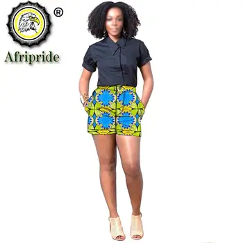 2020 african print pantaloni scurți de vară pentru femei casual pantaloni scurți pentru plus dimensiune dashiki scurt ankara tesatura AFRIPRIDE S1921005