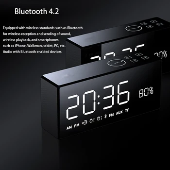 Bluetooth LED Digital Display de Masă Ceasuri de Alarmă FM Radio Smart Mini Subwoofer Stereo cu Control de la Distanță Difuzor fără Fir