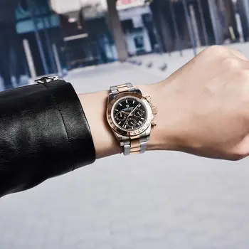 Cuarț Ceas pentru bărbați PAGANI DESIGN din oțel Inoxidabil oameni de afaceri ceas sport rezistent la apă, cronograf top ceas de lux automatic