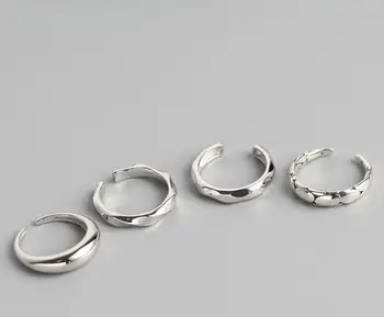 1 buc Punk Rock Autentic S925 Argint Bijuterii Fine Lucioase Geometrică Neregulată-se Taie inelul Deschide regla confortabil noua J438