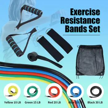 11 Buc/Set Latex Benzile de Rezistență Crossfit Antrenament Yoga Tuburi Trage Coarda,Cauciuc Benzi Elastice Fitness cu Sac