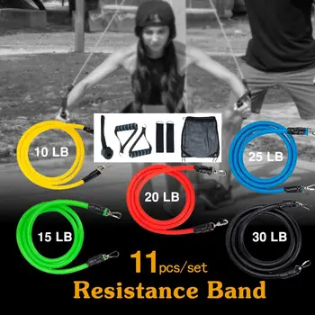 11 Buc/Set Latex Benzile de Rezistență Crossfit Antrenament Yoga Tuburi Trage Coarda,Cauciuc Benzi Elastice Fitness cu Sac