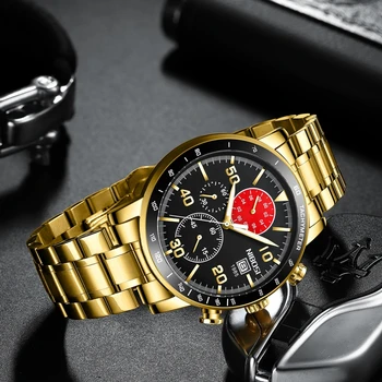 NIBOSI Bărbați Ceasuri Cronograf Luruxy Brand Cuarț Ceasuri de Aur pentru Bărbați Impermeabil Luminos Ceas Barbati Sport Relogio Masculino