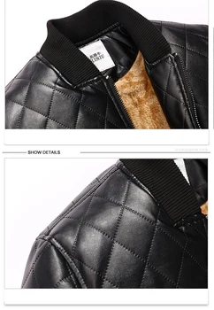 Noua Geaca de Piele pentru Bărbați Îmbrăcăminte de Afaceri Motocicleta din piele PU omul haina de Iarnă Lână Sacou carouri NOI marimea M~XXL