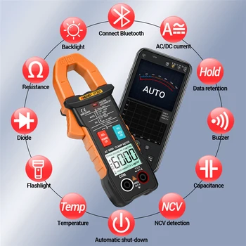 ANENG ST207 Bluetooth Digital Multimetru Clamp Metru de Fundal 6000 Conta True RMS DC/AC Tester de Tensiune Hz Capacitate Ohm Metru