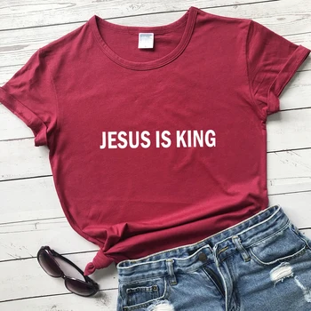 Isus Este Regele Bumbac T-shirt Femei Religioase Creștine Tricou Îmbrăcăminte Casual Unisex Maneca Scurta Credința lui Hristos Top Tee