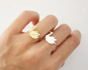 Moda papercranes inel, geometrie plană de hârtie pliere inel, mână de sudare inele de cupru