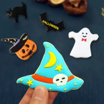 7 Halloween Cookie Cutter Set de BRICOLAJ produse de Patiserie Fondante Mucegai Oțel Inoxidabil Zahăr Ambarcațiunile de Mucegai Tort de Decorare Cadru Freze Instrument de Copt