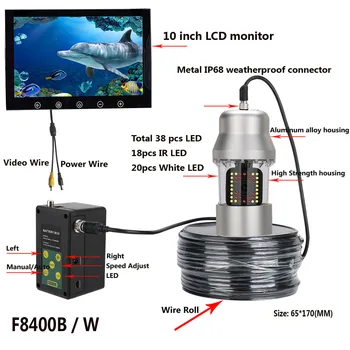 10 Inch 50m Pescuit Subacvatic cu Camera Video Pește Finder IP68 Impermeabil 38 Led-uri de 360 de Grade de Rotație Camera de 20m 100m