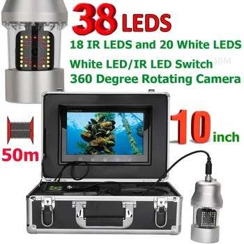 10 Inch 50m Pescuit Subacvatic cu Camera Video Pește Finder IP68 Impermeabil 38 Led-uri de 360 de Grade de Rotație Camera de 20m 100m