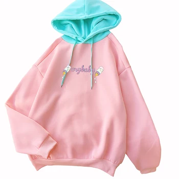 Sudadera Mujer Kawaii Amuzant Cry Baby Biberon Tipărite Tricou Femei Streetwear Casual Minunat Fleece De Culoare Vraja Hanorace