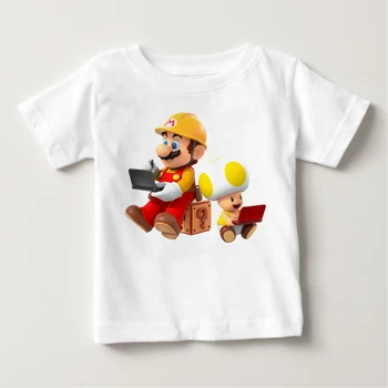 Copii T-shirt Boys Mâneci Scurte Alb, Tricouri Copil din Bumbac Topuri de Desene animate Drăguț pentru Băieți și Fete de Moda de Vară cu Mâneci Scurte