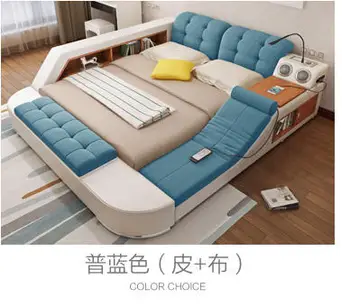 Tesatura din Piele multifunctional pat de masaj rama Nordică camas final pat de lumină LED, difuzor Bluetooth în condiții de siguranță radio notepad bord
