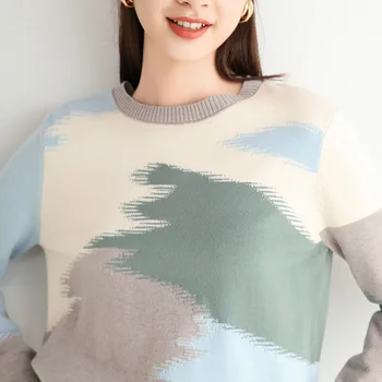 Adohon 2020 femeie de iarna Cașmir pulovere de toamna tricotate Pulovere de Înaltă Calitate, Cald, Feminin îngroșarea O-gât mozaic