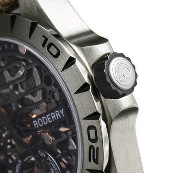 Boderry Urban Bărbați Titan Ceasuri de Top de Brand de Moda de Lux Schelet Automat Mechanical Ceas rezistent la apa Relogio Masculino