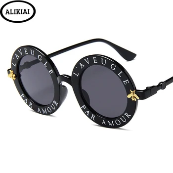 2020 Retro ochelari de Soare Rotund engleză Litere Mici de Albine Ochelari de Soare Barbati Petrecere în aer liber, de Călătorie Femei UV400 Ochelari rotunzi