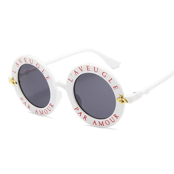 2020 Retro ochelari de Soare Rotund engleză Litere Mici de Albine Ochelari de Soare Barbati Petrecere în aer liber, de Călătorie Femei UV400 Ochelari rotunzi