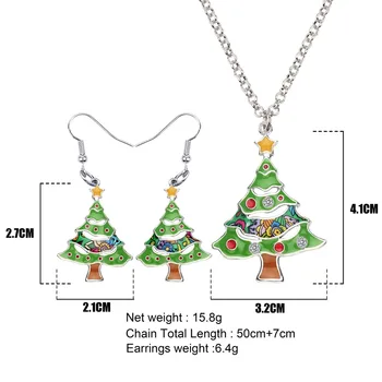 Bonsny Email Aliaj Pom De Crăciun Cadouri Seturi De Bijuterii Cercei Picătură Colier Pandantiv Navidad Decor Pentru Femei Și Fete Noi