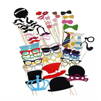 58Pcs/Set Mustata Pălărie Masca de Hârtie Barba DIY Ochelari Buzele Birthday Party Jocuri, Jucării Amuzante Cadouri Creative de Familie Jucarii Interactive