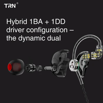 TRN ST1 1DD+1BA Hibrid În Ureche Căști HIFI DJ Monitor Rulează de Sport Căști Dopul Cască Cablu Detașabil ZST ES4 V80 V90