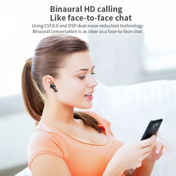 Hembeer Căști Bluetooth Căști fără Fir cu LED TWS cu Microfon Impermeabil Zgomotului Căști Căști pentru telefon
