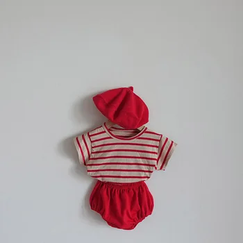 Goocheer Vara Nou-născut 2-Bucata Costum cu Dungi cu Mâneci lungi de Top tricou + pantaloni Scurti Potrivit pentru Vara Activitățile de zi cu Zi