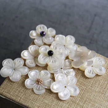 5pcs / sac naturale pearl shell cinci petale de prun shell flori de luare de bijuterii DIY clip de păr brosa, cercei bijuterii accesorii