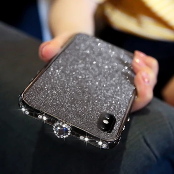 Pentru iPhone X XR XS Max Cazul de Lux Bling Diamant Bumper Pentru iPhone 8 7 6 Plus Caz Sclipici Stras Inima Colorat, Cadru Metalic