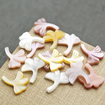 5pcs / sac naturale shell 15x16mm sculptate de mână de moda frunze de ginkgo pandantiv bijuterii DIY brosa de par clip cercei accesorii