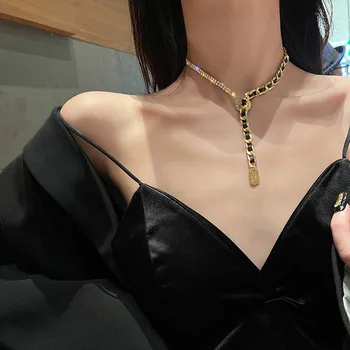 Origine Vara Unice de Design Panglică Neagră de Lichidare Pandantiv Colier pentru Femei coreea Moda Colier Asimetric Petrecere Bijuterii