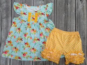 Moda model de floare tinutele fetelor de vară dulce tricou+pantaloni scurți din bumbac 2 buc seturi de copii pentru copii îmbrăcăminte de tip boutique, gxj