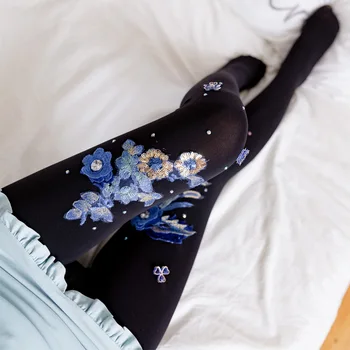 Noi femeile hand-made paiete flori albastre chilot Europa și Statele Unite ale americii moda dresuri sexy
