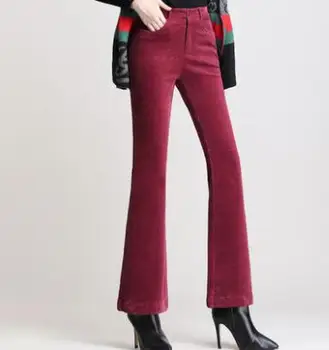Pantaloni catifea pentru femei plus dimensiune negru albastru rosu maro bej casual flare capris de sex feminin cu talie înaltă nou toamna primavara gls0902