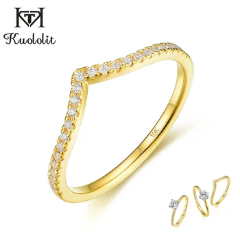 Kuololit 10K Aur Solid Natural moissanite Piatră prețioasă Inele pentru Femei de Culoare bandă separată set inel pentru aniversarea de nunta