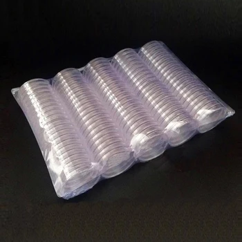 100buc/Cutie Caseta de Monedă Clar Rotund Suport Cutie de Depozitare din Plastic, Capsule de Afișare Cazuri Organizator Colecție de Cadouri