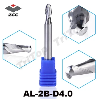 2 BUC/LOT ZCC.CT AL-2B-R4.0 carbură cimentat 2 flaut minge nas 8.0 mm R4.0 end mill pentru profil de frezat din aluminiu cnc instrumente