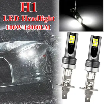 2 buc H1 LED Lumina de Ceață Faruri de Kituri Auto Becurile Farurilor de Ceață Condus Lumina de 100W 14000LM 6000K Alb Lămpi Accesorii Auto