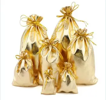 100buc/lot 5x7 7x9 9x12 10x15cm de Aur/Argint de Culoare Cordon sac Organza de Crăciun Cadou de Nunta Pungi de Bijuterii pungi de Ambalare